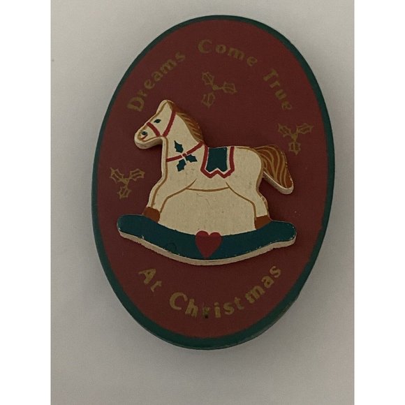 Vintage Russ Folk Art Style Wooden Wood Christmas Refrigerator Magnets Lot Of 2 - Picture 10 of 16